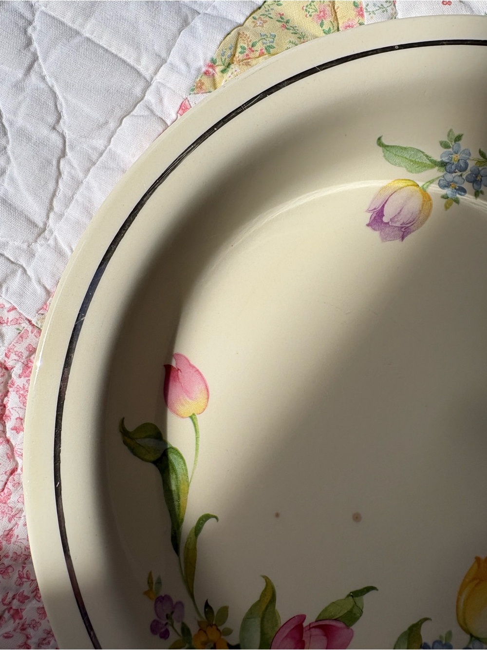 Vintage Kitchen Kraft Cream Floral Ceramic Serving Plate Bowl Floral Tulip MCM - Picture 4 of 14